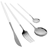 NUOBESTY Edelstahl Besteckset 4 Stück Steakgeschirr mit Messer Gabel...