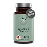 Spirulina und Chlorella 1600 mg - 600 vegane Presslinge für 2,5 Monate -...