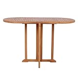 MR. DEKO® Gartentisch Balcony Teakholz | Tisch oval 120x60x75 cm (LxBxH) |...
