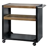 BBQ-Toro Grillwagen 95 x 50 x 90 cm | Schwarz mit Holzoptik | Grilltisch...