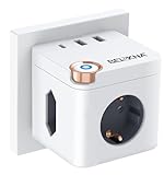 Steckdosenwürfel ohne Kabel, 3 Fach Mehrfachsteckdose mit USB C, 3680W...