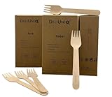 DeliUniq® Einwegbesteck, 100 Holzgabeln- umweltfreundliches nachhaltiges...