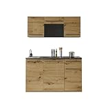 84-240-Y6 Single Küche JAZZ Küchenblock Küchenzeile Schwarz / Artisan...