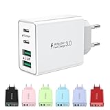 USB C Ladegerät, 4-Ports USB Stecker Schnellladegerät Mehrfach Netzteil...
