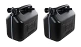 ProCar 2 Stück Benzinkanister 10 Liter Schwarz - UN- Zulassung Kunststoff...
