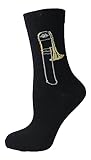 Musik-Socken mit eigenwebter Posaune, Blasmusik, 1 Paar (DE/NL/SE/PL,...