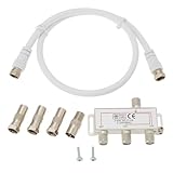 SG Store 3-fach Antennenverteiler Set für Kabelfernsehen DVB-T2 DVBC F...