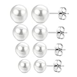 Visxcnu 4 Paar Süßwasserperlen Ohrringe Echt 925 Silber Perlenohrringe...