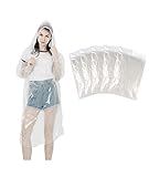 LEBEXY Einweg Regenponcho mit Kapuze Transparent 5 Stück