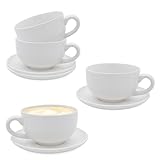 Cappuccino Tasse & Untertasse 200 ml - 4er Set weiß - Kaffee Becher...