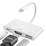 3-in-1 Lightning HDMI Adapter für iPhone & iPad, [Apple MFi-Zertifiziert]...