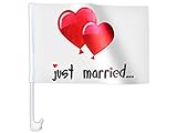 10 STK. Alsino Autoflagge AFL-10B Autofahne für die Hochzeit 'Just Married...