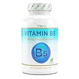 Vitamin B5 mit 500 mg - 180 Kapseln - Pantothensäure - Hochdosiert - Vegan...