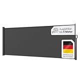 STEELSØN Seitenmarkise Zirella 180x500 cm ausziehbar, Sichtschutz für...