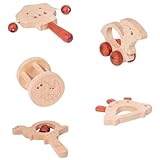 HOOTNEE 5 Stück Teiliges Holzrassel Kleinkinder Handglocke aus Buchenholz...