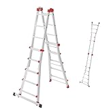 Hailo M80 Alu-Multifunktionsleiter - Schiebeleiter 4 x 5 Sprossen belastbar...