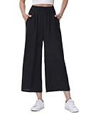 HMIYA Damen 3/4 Culotte Hose Leichte und Luftig Sommerhose Weites Bein...