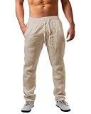 NEMXCE Leinenhose Herren Lang Leichte Sommerhose Herren Loose Fit...
