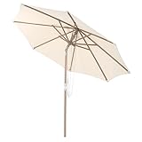 COSTWAY Sonnenschirm 270 cm, Gartenschirm aus Holz, beidseitig um 30°...