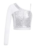 Miaeowve Kinder Mädchen Pailletten Shirt Kurz Oberteil Glänzend Party Top...
