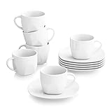 MALACASA, Serie Elisa, 12tlg. Set Cremeweiß Porzellan Kaffeeservice...