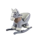 Chipolino Schaukelpferd mit Sitz Holzrahmen Holzgriffe Sockel Plüsch bis...