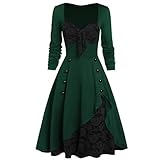 Bauzuoyo Halloween Kostüm Damen Gothic Kleid Blumenmuster Spitze Spleißen...