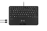 Perixx PERIBOARD-526 DE, kabelgebundene Mini-USB-Tastatur mit Trackball -...