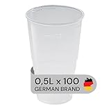 LogiPack GeRo Plastikbecher – Trinkbecher mit Eichstrich 0,5l |...