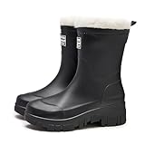 Gummistiefel Damen Gefüttert, Halbhoch Gummistiefel Wasserdichte Schuhe...