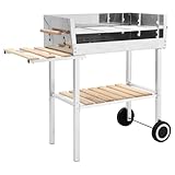 SKM XXL Holzkohlegrill Grillwagen mit 2 Regalen Edelstahl,Heim & Garten,...