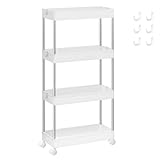 SONGMICS Rollwagen, Küchenwagen, Küchenregal, Nischenregal, mit 6 Haken,...