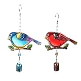 iplusmile 2 Stück Windspiel Metall Glas Vogel Figur mit Glocke für Garten...
