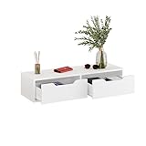 KOMTO Wandregal Weiß mit 2 Schubladen – Wandkommode für Schlafzimmer,...