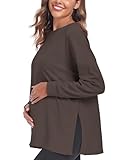 Ecavus Damen Umstandsshirt Langarm Loose Fit umstandstop Umstandskleidung...