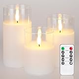 Homemory Weiß Glas Flammenlose Kerzen, Batteriebetriebene LED...