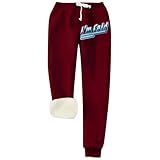 KDEIHT Gefütterte Jogginghose Damen Warm Fleece Freizeithose Winter Thermo...