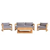 Naturel | Sofa-Set 180 x 86 x 60 cm + 2 Sessel 87 x 86 x 60 cm + Couchtisch...