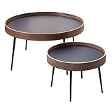 Wohnzimmer Niedriger Tisch, Stylish Walnut Coffee Table, 2er-Set, Runder...