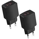 2-Pack USB Stecker, 2-Port USB Ladegerät 5V/2,1A USB Netzteil Ladestecker...