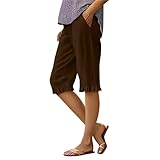 Generisch Damen Baumwolle Leinen Shorts | Sommer High Waist Atmungsaktives...
