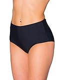 Aquarti Damen Bikinihose Bikini-Slip mit Hohem Bund, Farbe: Schwarz,...