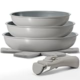 BLAZANT Pfannenset Abnehmbarer Griff 7 tlg, Pfanne Induktion 20, 24, 28 cm,...