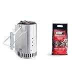 Weber Anzündkamin, Rapidfire Starter - Groß (32cm Höhe) & Grill-Briketts...