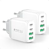 40W USB C Ladegerät, Cshare 2-Pack 4 Port Schnellladegerät Mehrfach mit...