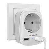 TESSAN USB Steckdose, Steckdose 4000W mit 2 USB Anschluss 2,4A,...