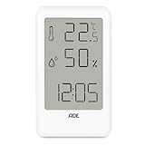 ADE Thermometer mit Luftfeuchtigkeitsmesser innen | digitale Badezimmeruhr...