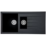 Respekta Houston Mineralitespüle in Schwarz / 1,5 Becken Einbauspüle in...