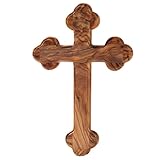 KASSIS Olivenholz Kreuz Kruzifix Wandkreuz schlicht mit runden Kanten zum...