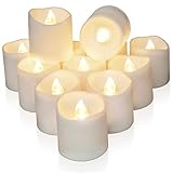 Homemory 12 Stück LED Flackernde Teelichter mit Timer, 6 Stunden an und 18...